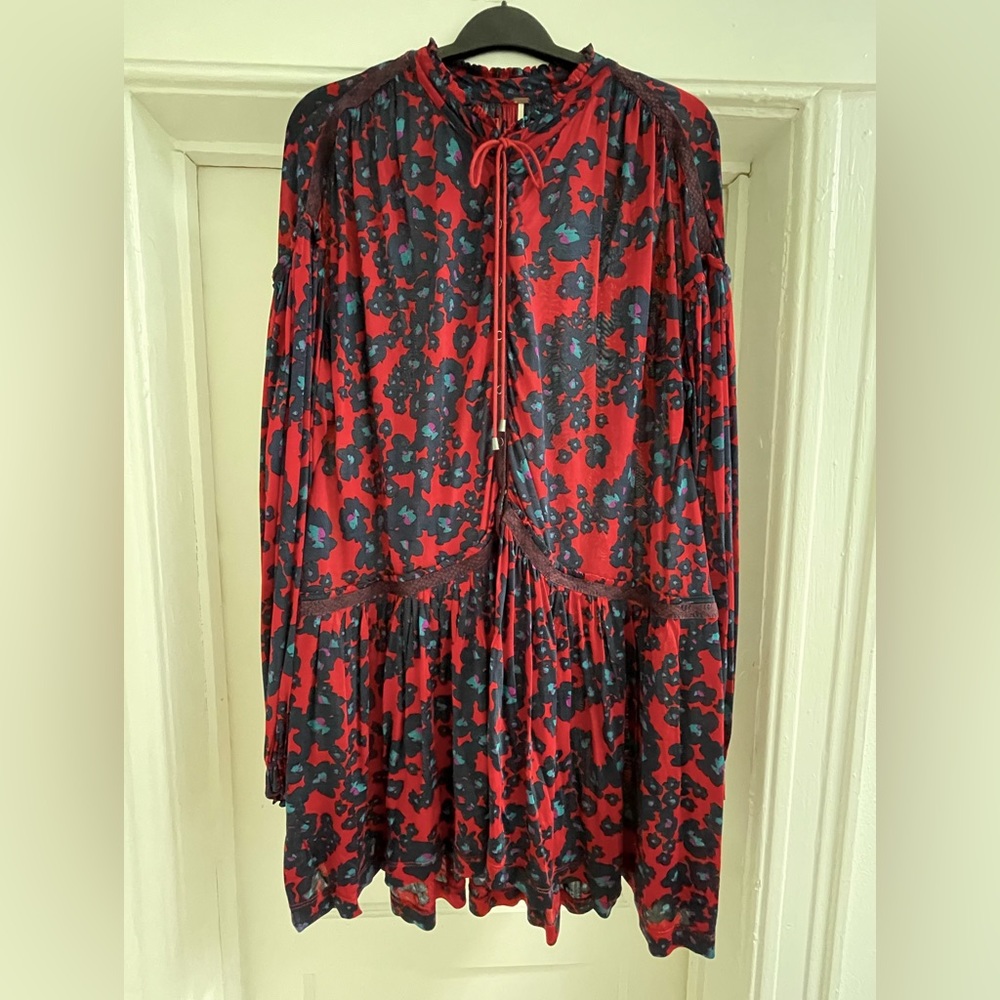 Free People Women's Size L Merlot/Blue Tunic NWT